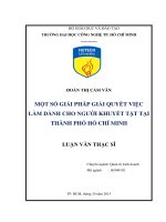 Một số giải pháp giải quyết việc làm dành cho người khuyết tật tại thành phố Hồ Chí Minh