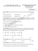 Đề thi thử THPT Quốc gia 2017 môn Sinh  THPT Chuyên KHTN lần 1  