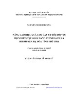 Nâng cao hiệu quả cho vay ưu đãi đối với hộ nghèo tại Ngân hàng Chính sách Xã hội huyện Hạ Hòa tỉnh Phú Thọ