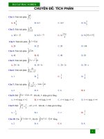 Ngân hàng câu hỏi trắc nghiệm (Đã thẩm định  Các trường nộp Sở)  TÍCH PHÂN  FILE WORD  CÓ ĐÁP ÁN