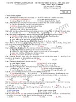 Đề thi thử THPTQG môn Khoa học Tự nhiên  THPT Hoàng Hoa Thám 2017  