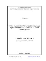 Nâng cao chất lượng nguồn nhân lực tại chi nhánh Ngân hàng Phát triển Tuyên Quang
