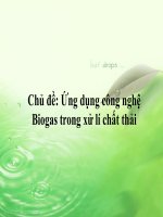 Ứng dụng công nghệ biogas trong xử lí chất thải