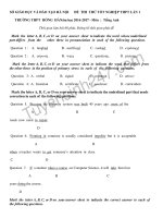 Đề thi thử THPT năm 2017 môn Anh  THPT Hồng Hà lần 1  