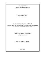 Đánh giá thực trạng và đề xuất hướng sử dụng đất nông nghiệp bền vững tại thị xã hương trà, tỉnh thừa thiên huế (TT) 