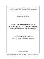 Nâng cao chất lượng đào tạo nhân lực du lịch tại trường Cao đẳng du lịch và thương mại - Hải Dương