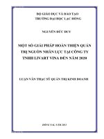 Một số giải pháp hoàn thiện quản trị nguồn nhân lực tại Công ty TNHH LIVART VINA đến năm 2020