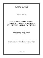Quản lý hoạt động tự học của lưu học sinh nước cộng hòa dân chủ nhân dân lào tại việt nam (TT) 
