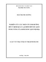 NGHIÊN CỨU CÁC NHÂN TỐ ẢNH HƯỞNG ĐẾN Ý ĐỊNH QUAY LẠI ĐIỂM ĐẾN DU LỊCH  TP.ĐÀ NẴNG CỦA KHÁCH DU LỊCH NỘI ĐỊA