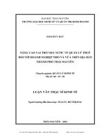 Nâng cao vai trò nhà nước về quản lý thuế đối với doanh nghiệp nhỏ và vừa trên địa bàn thành phố Thái Nguyên