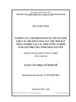 Nghiên cứu mô hình kinh tế chuyển đổi cho các hộ nông dân sau thu hồi đất nông nghiệp tại các khu công nghiệp ở huyện Phổ Yên tỉnh Thái Nguyên