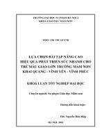 Lựa chọn bài tập nâng cao hiệu quả phát triển sức nhanh cho trẻ mẫu giáo lớn Trường Mầm non Khai Quang - Vĩnh Yên - Vĩnh Phúc