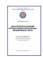 Nâng cao sự hài lòng của doanh nghiệp đối với chất lượng dịch vụ đăng ký kinh doanh trên địa bàn tỉnh Bà Rịa Vũng Tàu