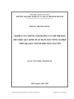 Nghiên cứu những ảnh hưởng của đô thị hoá đến hiệu quả kinh tế sử dụng đất nông nghiệp trên địa bàn thành phố Thái Nguyên