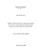 NGHIÊN CỨU HÀM LƯỢNG NITRAT VÀ KIM LOẠI NẶNG TRONG ĐẤT, NƯỚC, RAU VÀ MỘT SỐ BIỆN PHÁP NHẰM HẠN CHẾ SỰ aTÍCH LŨY CỦA CHÚNG TRONG RAU TẠI THÁI NGUYÊN