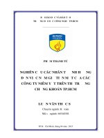 Nghiên cứu các nhân tố ảnh hưởng đến việc nắm giữ tiền mặt của các công ty niêm yết trên thị trường chứng khoán thành phố hồ Chí Minh