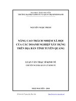 Nâng cao trách nhiệm xã hội của các doanh nghiệp xây dựng trên địa bàn tỉnh Tuyên Quang
