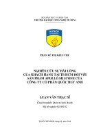 Nghiên cứu sự hài lòng của khách hàng tại thành phố Hồ Chí Minh đối với sản phẩm Apollo Silicone của công ty cổ phần Quốc Huy Anh