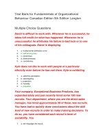 Test bank for fundamentals of organizational behaviour canadian edition 5th edition langton 