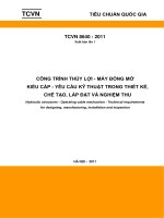 Công trình thủy lợi   máy đóng mở kiểu cáp   yêu cầu kỹ thuật trong thiết kế, chế tạo, lắp đặt và nghiệm thu TCVN 86402011  
