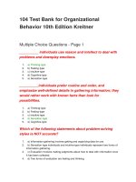 104 test bank for organizational behavior 10th edition kreitner đề thi trắc nghiệm