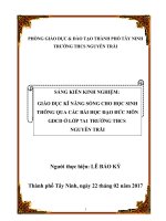 skkn GIÁO dục kĩ NĂNG SỐNG CHO học SINH THÔNG QUA các bài học đạo đức môn GDCD ở lớp 7a1 