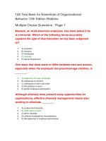 100 test bank for essentials of organizational behavior 12th edition robbins đề thi trắc nghiệm