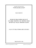 Đánh giá hoạt động quản lý của hiệu trưởng các trường THCS huyện lục ngạn, tỉnh bắc giang 