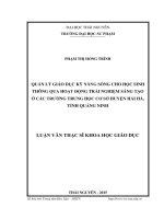 Quản lý giáo dục kĩ năng sống cho học sinh thông qua hoạt động trải nghiệm sáng tạo ở các trường trung học cơ sở huyện hải hà, tỉnh quảng ninh 