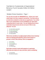 99 test bank for fundamentals of organizational behaviour fourth canadian edition 4th edition langton 