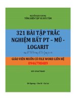 321 BAI TAP TRAC NGHIEM BẤT PHƯƠNG TRÌNH MŨ -  LÔGARIT