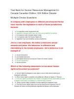 Test bank for human resources management in canada canadian edition 12th edition dessler 