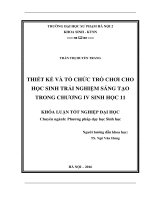Thiết kế và tổ chức trò chơi cho học sinh trải nghiệm sáng tạo trong Chương IV Sinh học 11