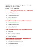 Test bank for essentials of management information systems 8th edition laudon 