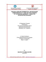 Nghiên cứu khả năng sử dụng ngữ pháp và ngôn ngữ tiếng anh của sinh viên năm thứ 3 tại đại học thái nguyên, từ đó xây dựng các bài tập bổ trợ 