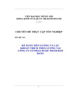 Báo cáo thực tập kế toán tiền lương và các khoản phải trích theo lương tại công ty cổ phần dược phẩm Kim Bảng