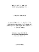 Giải pháp nâng cao giá trị gia tăng sản phẩm lúa gạo góp phần nâng cao thu nhập cho nông hộ nghèo trồng lúa ở tỉnh an giang (TT) 