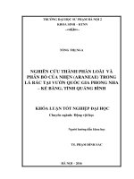 Nghiên cứu về thành phần loài và phân bố của nhện (araneae) hoạt động trong lá rác tại vườn quốc gia phong nha   kẻ bàng tỉnh quảng bình 