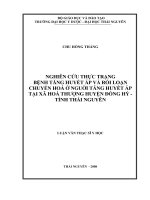 NGHIÊN CỨU THỰC TRẠNG BỆNH TĂNG HUYẾT ÁP VÀ RỐI LOẠN CHUYỂN HOÁ Ở NGUỜI TĂNG HUYẾT ÁP TẠI XÃ HOÁ THƯỢNG HUYỆN ĐỒNG HỶ - TỈNH THÁI NGUYÊN