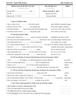 Đề thi học kỳ 1 môn tiếng anh lớp 8 phòng GD đt cần giờ, TP  hồ chí minh năm học 2015   2016 có đáp án