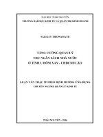 Tăng cường quản lý thu ngân sách nhà nước ở tỉnh U Đôm Xay - CHDCND Lào (LV thạc sĩ)