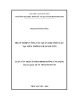 Hoàn thiện công tác quản trị nhân lực tại Viễn thông Thái Nguyên (LV thạc sĩ)