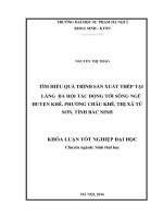 Tìm hiểu quá trình sản xuất thép tại làng Đa Hội tác động tới sông Ngũ Huyện Khê, phường Châu Khê, thị xã Từ Sơn, tỉnh Bắc Ninh