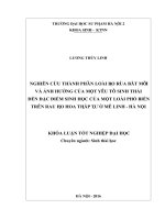 Nghiên cứu thành phần loại bọ rùa bắt mồi và ảnh hưởng của một số yếu tố sinh thái đến đặc điểm sinh học của một số loài phổ biến trên rau họ hoa thập tự ở Mê Linh - Hà Nội