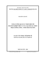 Tăng cường quản lý thuế đối với doanh nghiệp nhỏ và vừa tại Chi cục thuế thị xã Sông Công tỉnh Thái Nguyên