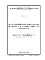 Quản lý thuế đối với các doanh nghiệp có vốn đầu tư nước ngoài tại Cục Thuế tỉnh Bắc Ninh (LV thạc sĩ)