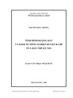 Tình hình ruộng đất và kinh tế nông nghiệp huyện ba bể nửa đầu thế kỷ xix