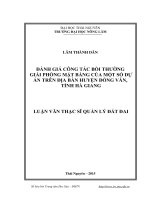 Đánh giá công tác bồi thường giải phóng mặt bằng của một số dự án trên địa bàn huyện Đồng Văn, tỉnh Hà Giang (LV thạc sĩ)