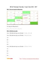  Đề thi Violympic Toán lớp 1 vòng 9 năm 2016  2017 