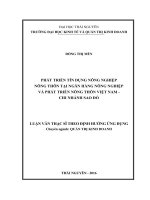 Phát triển tín dụng nông nghiệp nông thôn tại Ngân hàng Nông nghiệp và Phát triển Nông thôn Việt Nam  Chi nhánh Sao Đỏ (LV thạc sĩ)